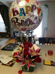 Birthday Balloon and Flowers