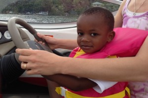 Travis Driving the Boat